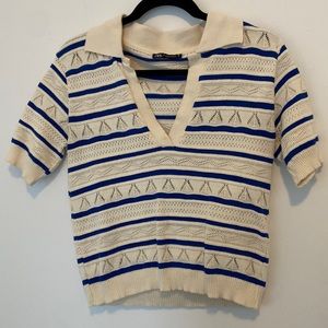 Zara quarter sleeve striped top, size medium